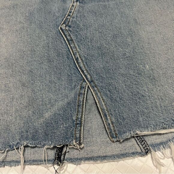 Hudson Jeans Lulu Double Denim Skirt Raw Hem Cotton Coastal Cowgirl Size 27 - Picture 9 of 15